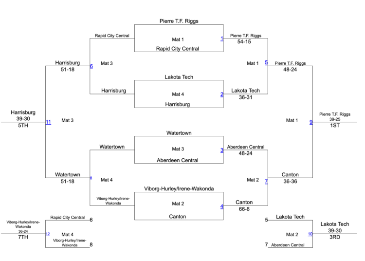 Unofficial SD State Girls Dual Tournament Results